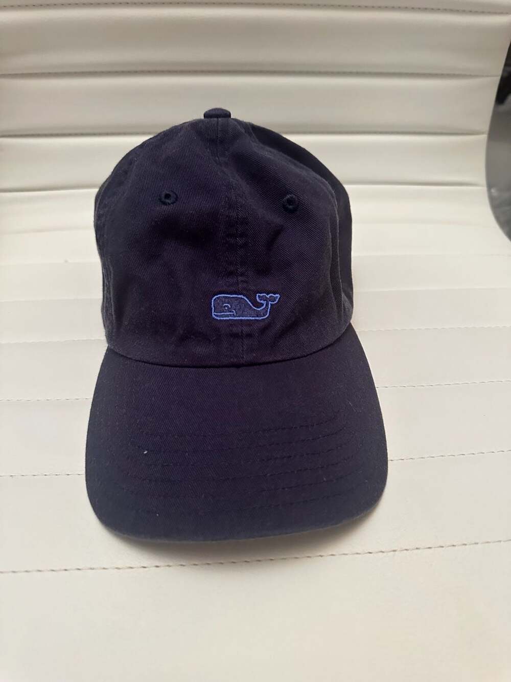 Vineyard Vines Navy Blue Whale Logo Baseball Cap Hat with Leather Strapback